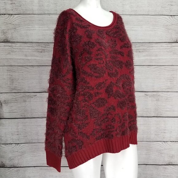 NWT 14th & Union S Eyelash Knit Pullover Sweater Fuzzy Red - Picture 4 of 8